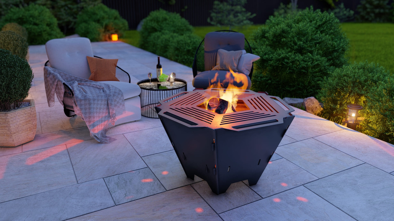 Pentagon Foldable Fire Pit Grill V2. DXF, SVG files for plasma, laser cutting. Backyard BBQ. Фото 3
