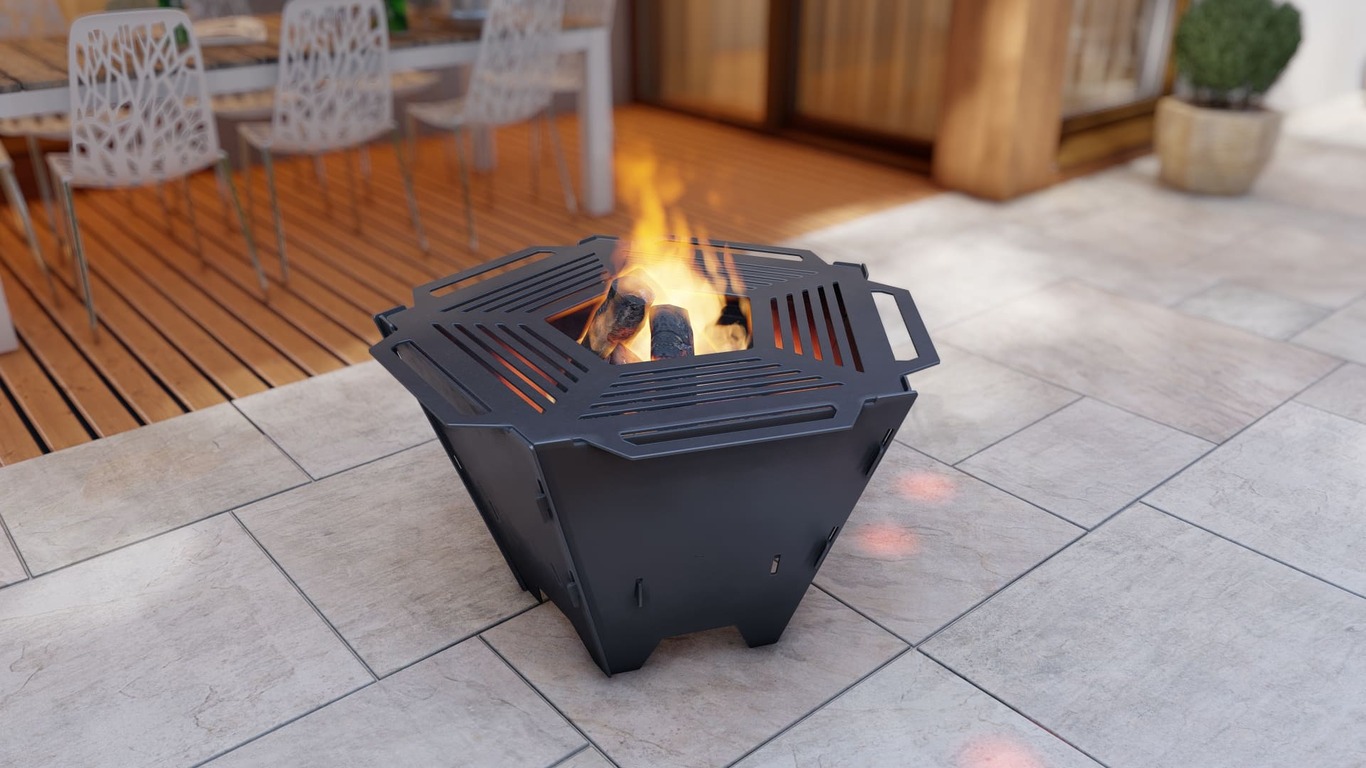 Pentagon Foldable Fire Pit Grill V2. DXF, SVG files for plasma, laser cutting. Backyard BBQ. Фото 5