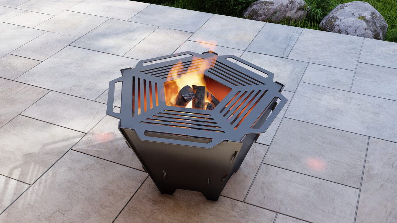 Pentagon Foldable Fire Pit Grill V2. DXF, SVG files for plasma, laser cutting. Backyard BBQ. Фото 7