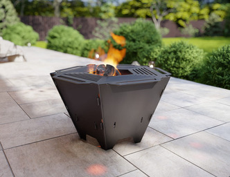 Pentagon Foldable Fire Pit Grill V2. DXF, SVG files for plasma, laser cutting. Backyard BBQ