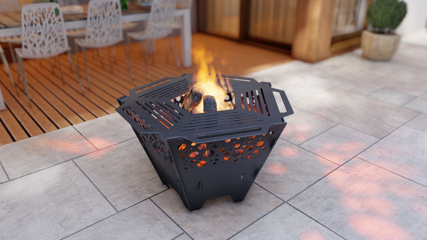 Pentagon Foldable Fire Pit Grill V3. DXF, SVG files for plasma, laser cutting. Backyard BBQ. Фото 6