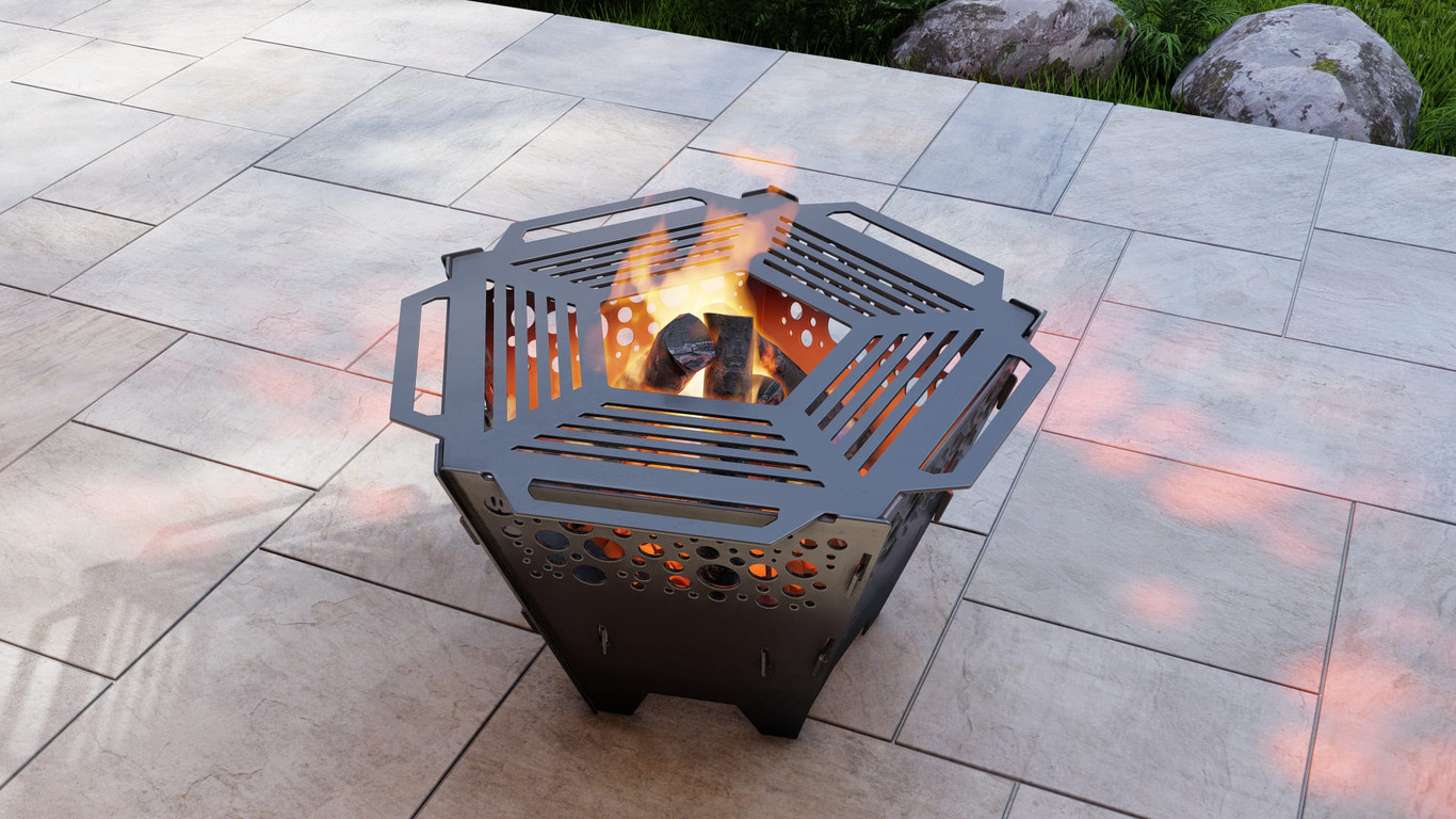 Pentagon Foldable Fire Pit Grill V3. DXF, SVG files for plasma, laser cutting. Backyard BBQ. Фото 7