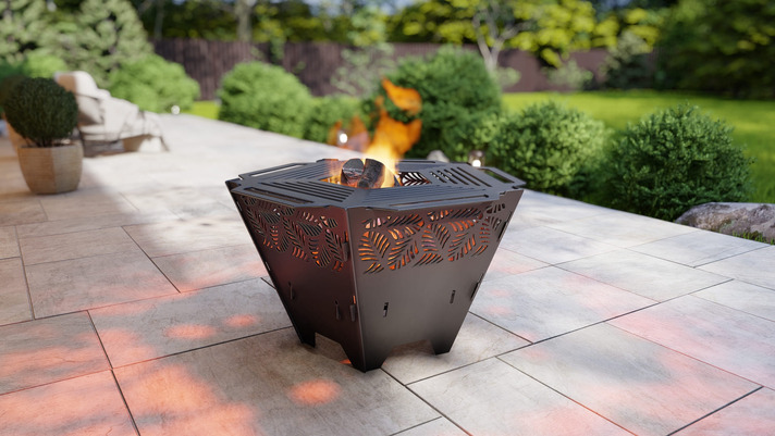 Pentagon Foldable Fire Pit Grill V4. DXF, SVG files for plasma, laser cutting. Backyard BBQ