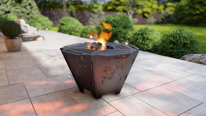 Pentagon Foldable Fire Pit Grill V5. DXF, SVG files for plasma, laser cutting. Backyard BBQ