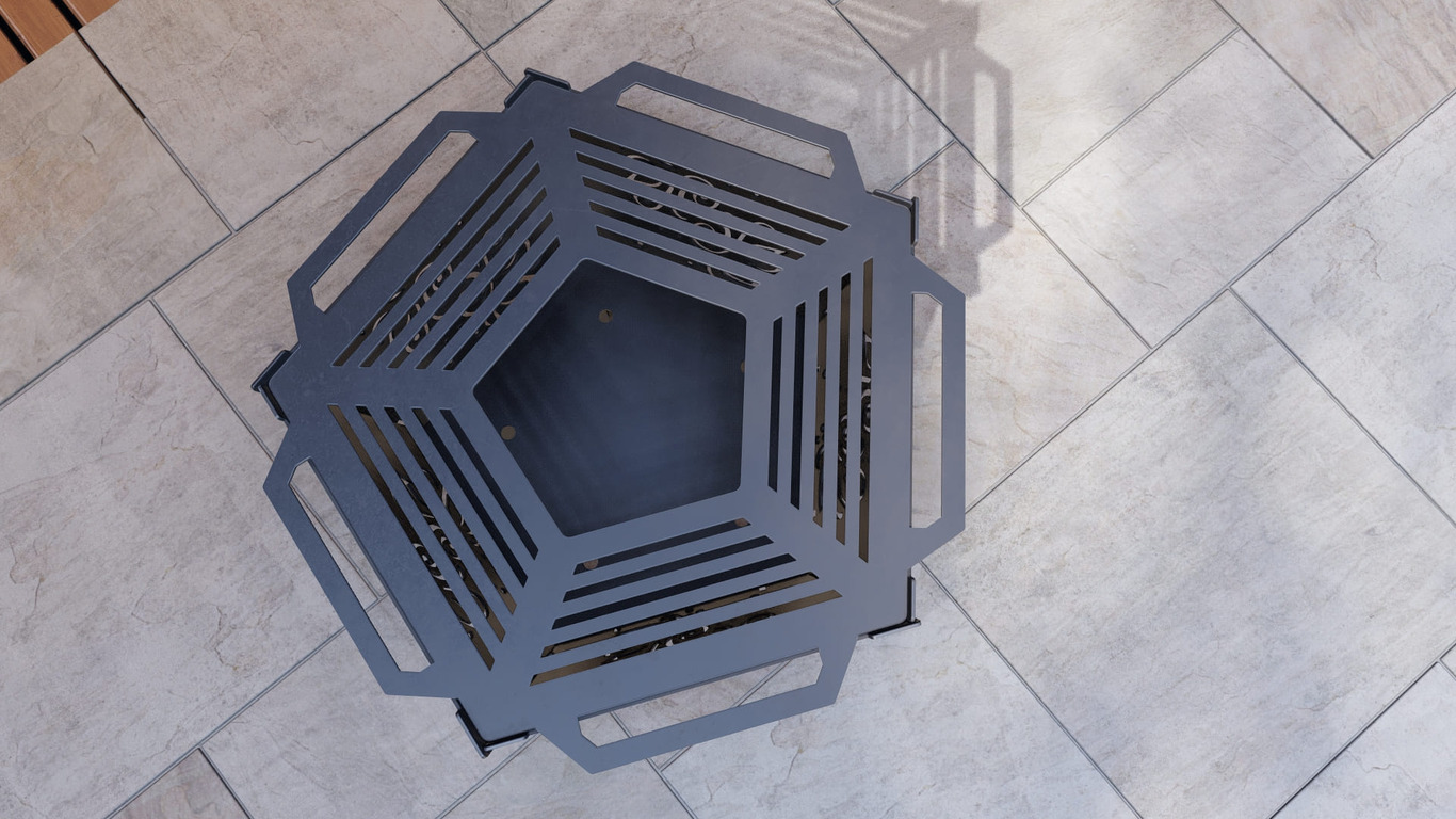 Pentagon Foldable Fire Pit Grill V5. DXF, SVG files for plasma, laser cutting. Backyard BBQ. Фото 10