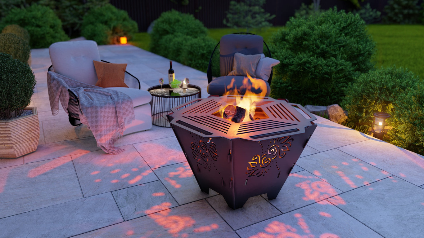 Pentagon Foldable Fire Pit Grill V5. DXF, SVG files for plasma, laser cutting. Backyard BBQ. Фото 4