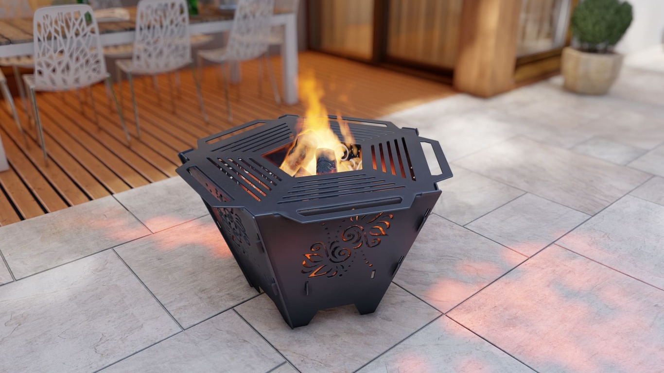Pentagon Foldable Fire Pit Grill V5. DXF, SVG files for plasma, laser cutting. Backyard BBQ. Фото 6