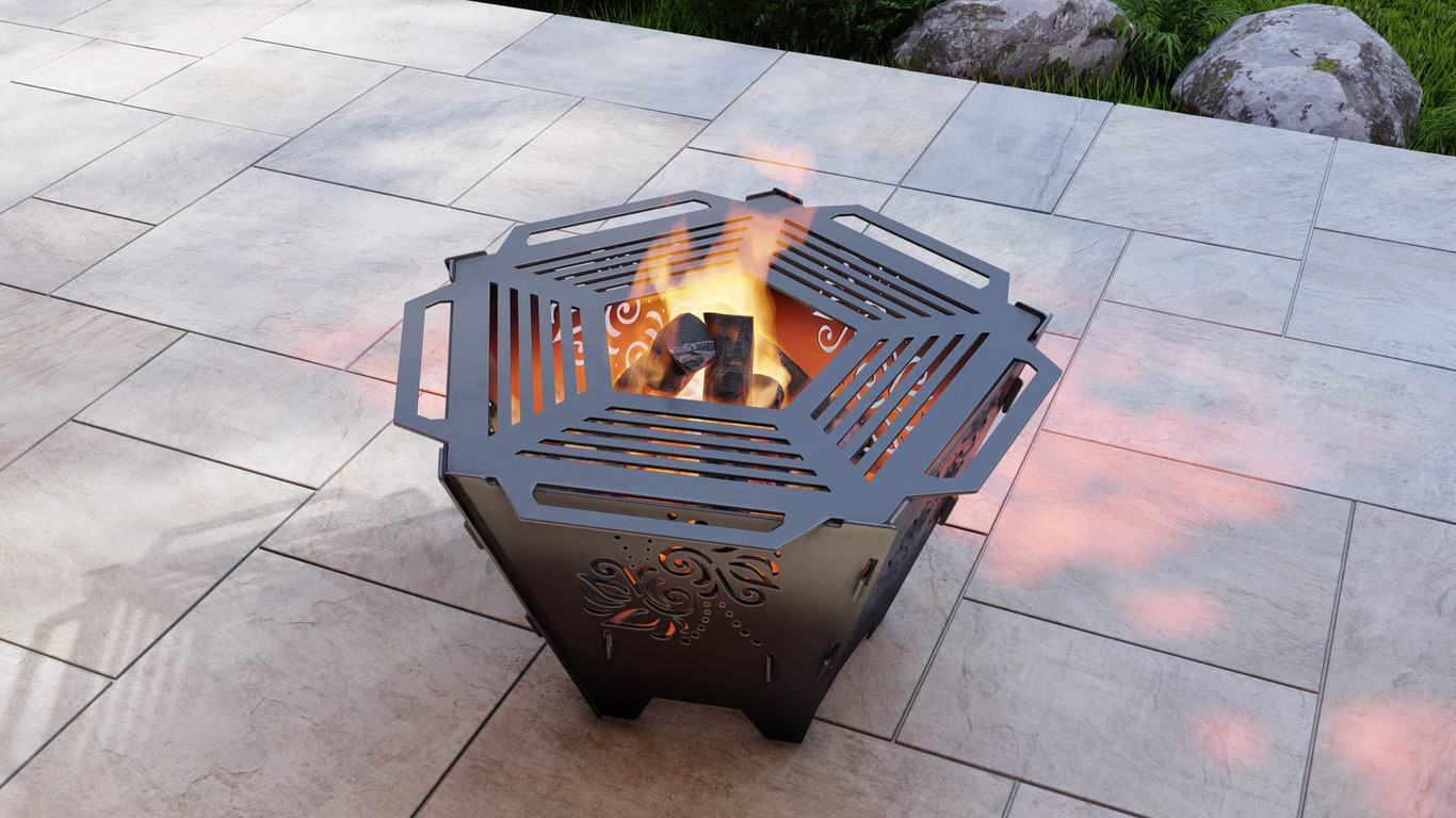 Pentagon Foldable Fire Pit Grill V5. DXF, SVG files for plasma, laser cutting. Backyard BBQ. Фото 7