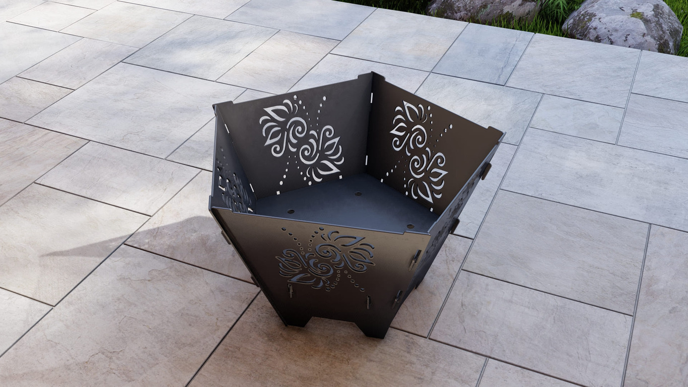 Pentagon Foldable Fire Pit Grill V5. DXF, SVG files for plasma, laser cutting. Backyard BBQ. Фото 9