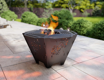 Braciere Pentagonale Pieghevole V5 con Griglia. File DXF, SVG per taglio plasma, laser. Barbecue da Giardino