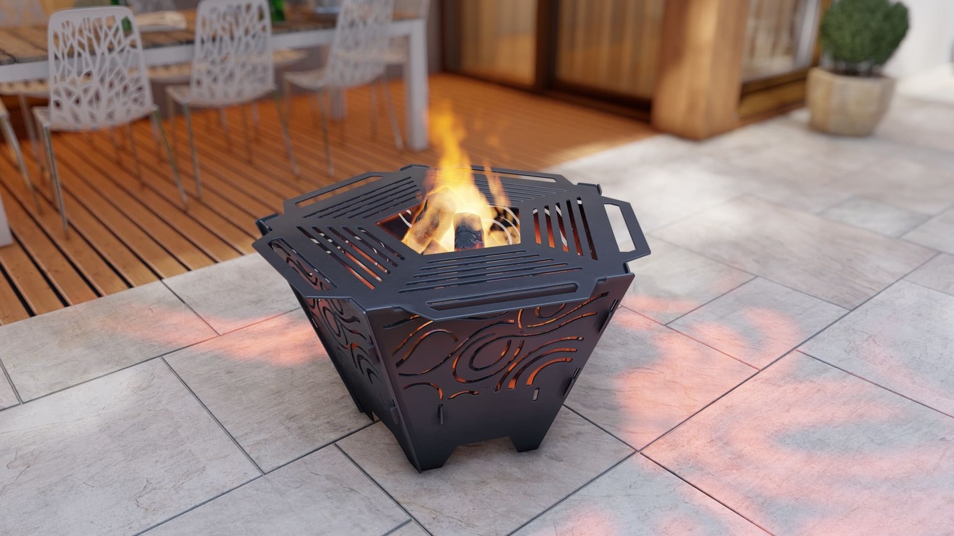 Pentagon Foldable Fire Pit Grill V6. DXF, SVG files for plasma, laser cutting. Backyard BBQ. Фото 6