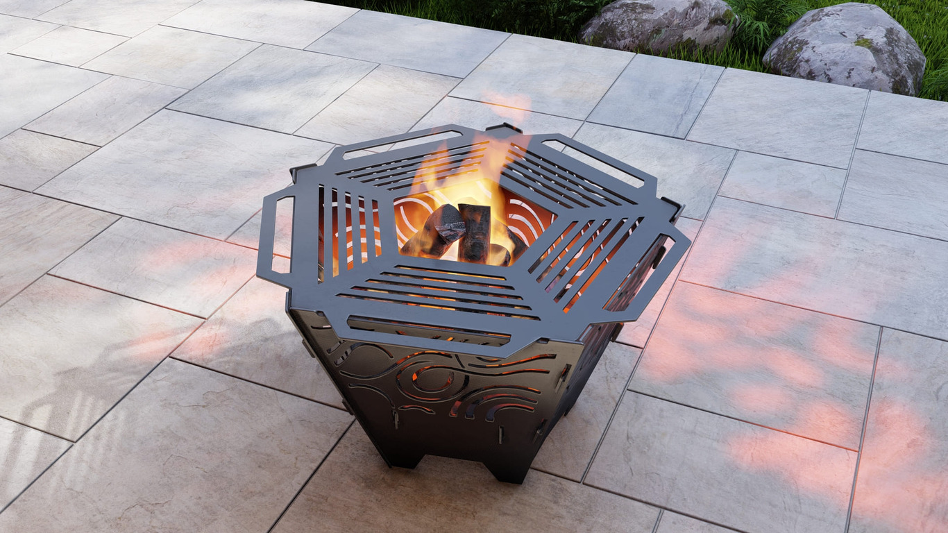 Pentagon Foldable Fire Pit Grill V6. DXF, SVG files for plasma, laser cutting. Backyard BBQ. Фото 7
