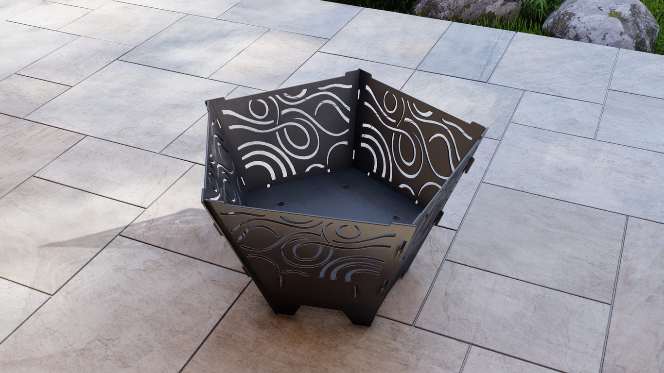Pentagon Foldable Fire Pit Grill V6. DXF, SVG files for plasma, laser cutting. Backyard BBQ. Фото 9