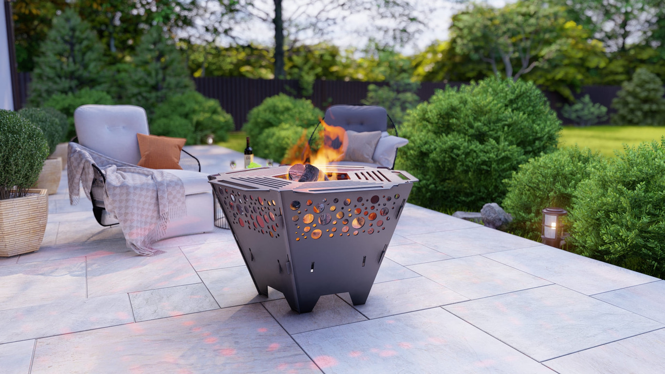 Pentagons Foldable 6-in-1 Fire Pit Grill. DXF, SVG files for plasma, laser cutting. Backyard BBQ. Фото 3