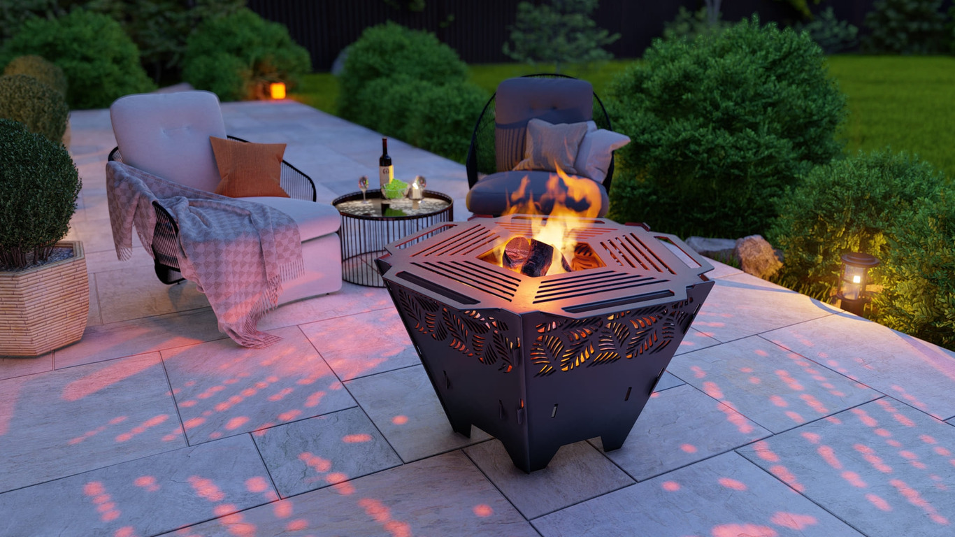 Pentagons Foldable 6-in-1 Fire Pit Grill. DXF, SVG files for plasma, laser cutting. Backyard BBQ. Фото 4