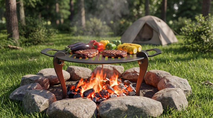 Fire Pit Grill with Legs. DXF, SVG files for plasma, laser cutting. Barbecue for Camping