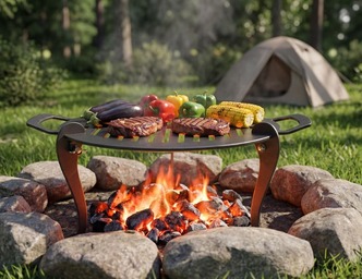 Fire Pit Grill with Legs. DXF, SVG files for plasma, laser cutting. Barbecue for Camping