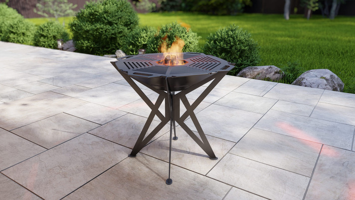 Octagon High Fire Pit Grill. DXF, SVG files for plasma, laser cutting. Backyard BBQ
