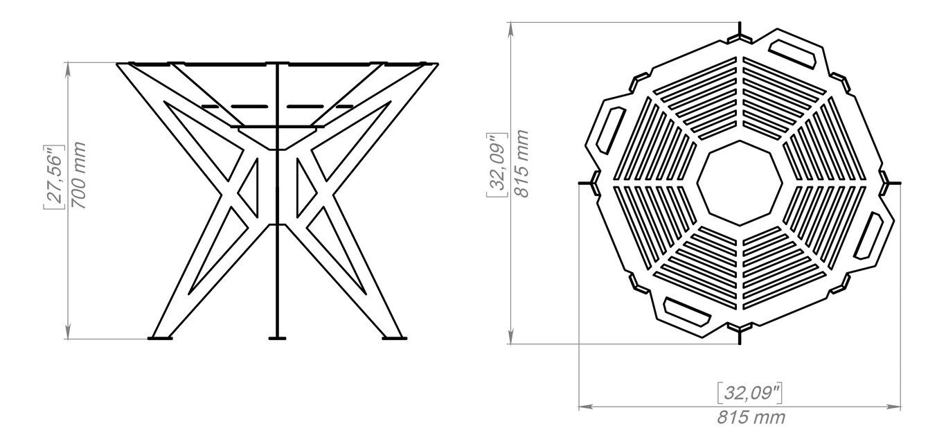 Octagon High Fire Pit Grill. DXF, SVG files for plasma, laser cutting. Backyard BBQ. Фото 11
