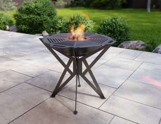 Octagon High Fire Pit Grill. DXF, SVG files for plasma, laser cutting. Backyard BBQ