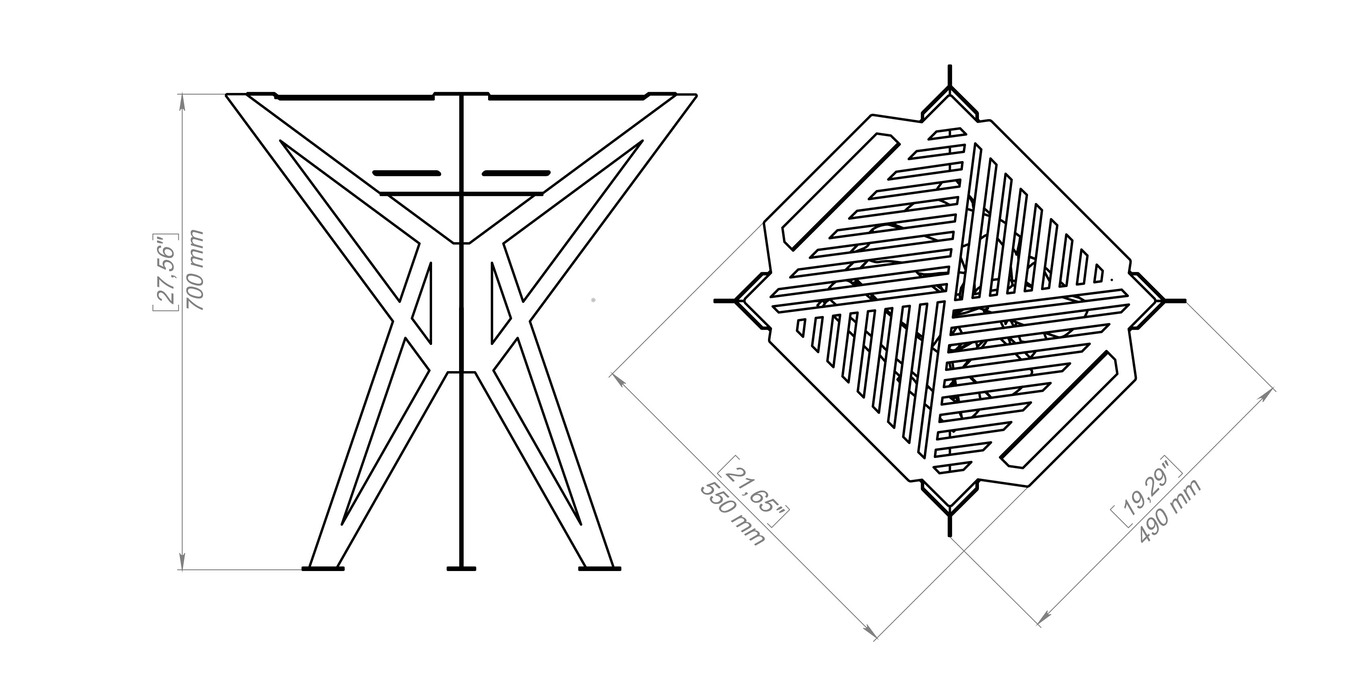Square High Fire Pit Grill V1. DXF, SVG files for plasma, laser cutting. Backyard BBQ. Фото 11