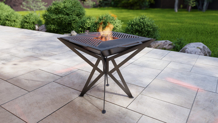 Square High Fire Pit Grill V2. DXF, SVG files for plasma, laser cutting. Backyard BBQ