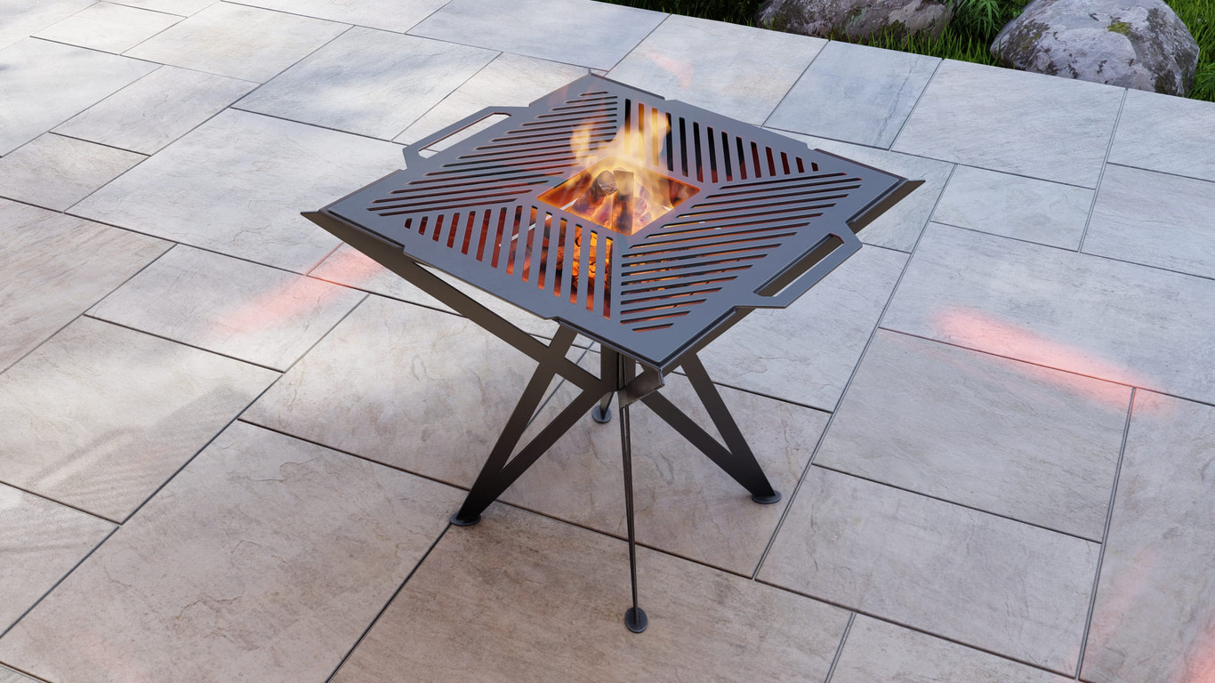 Square High Fire Pit Grill V2. DXF, SVG files for plasma, laser cutting. Backyard BBQ. Фото 6