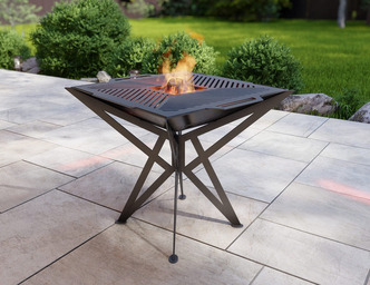 Square High Fire Pit Grill V2. DXF, SVG files for plasma, laser cutting. Backyard BBQ