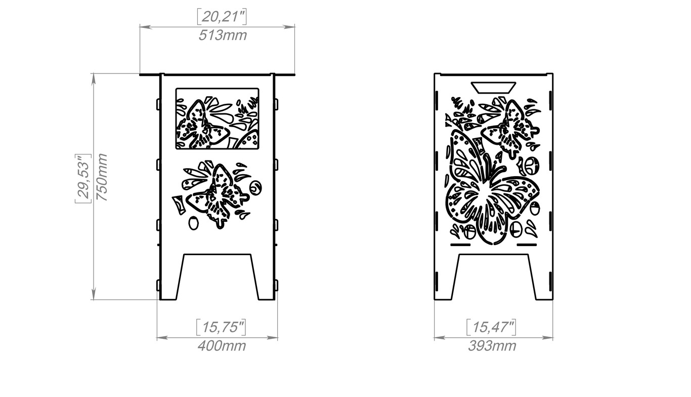Fire Basket V1 Butterfly Fire Pit Grill. DXF, SVG files for plasma, laser cutting. Фото 11