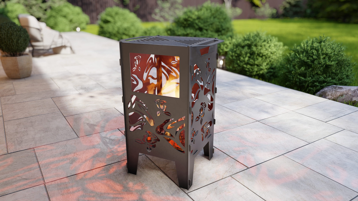 Fire Basket V1 Roses Fire Pit Grill. DXF, SVG files for plasma, laser cutting