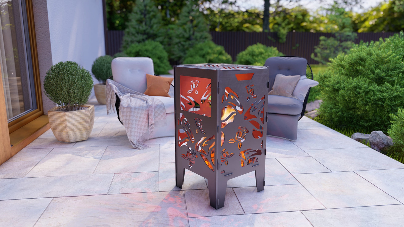 Fire Basket V1 Roses Fire Pit Grill. DXF, SVG files for plasma, laser cutting. Фото 2