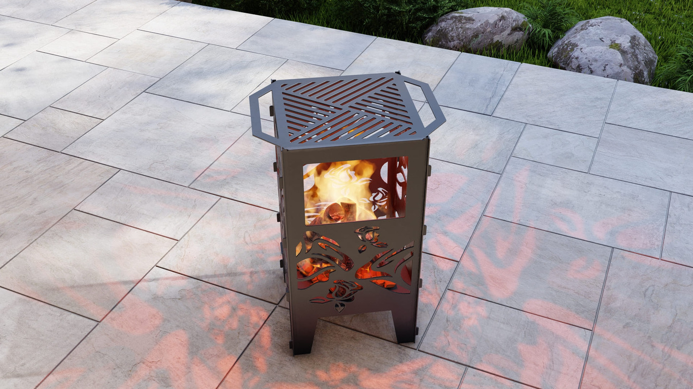 Fire Basket V1 Roses Fire Pit Grill. DXF, SVG files for plasma, laser cutting. Фото 6