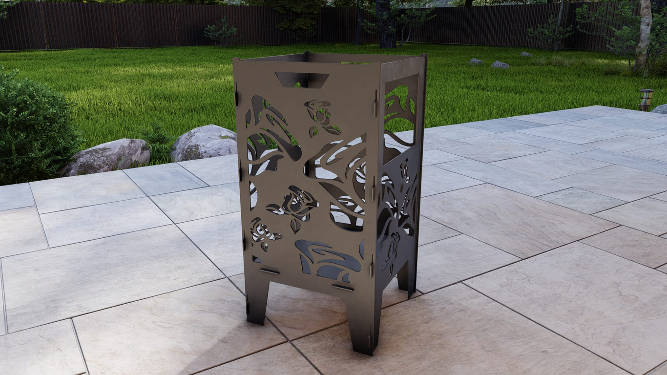 Fire Basket V1 Roses Fire Pit Grill. DXF, SVG files for plasma, laser cutting. Фото 8