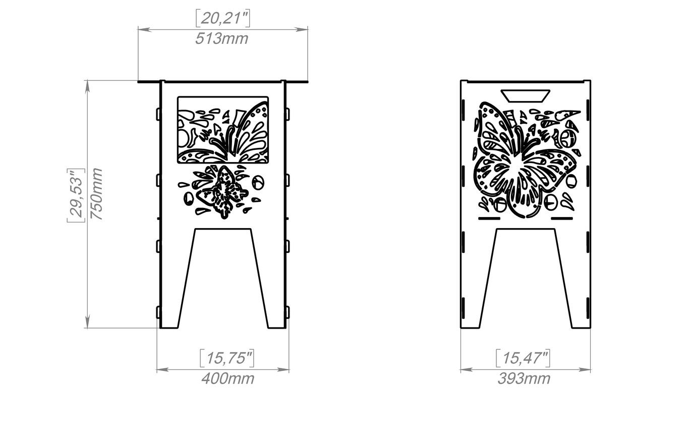 Fire Basket V2 Butterfly Fire Pit Grill. DXF, SVG files for plasma, laser cutting. Фото 10