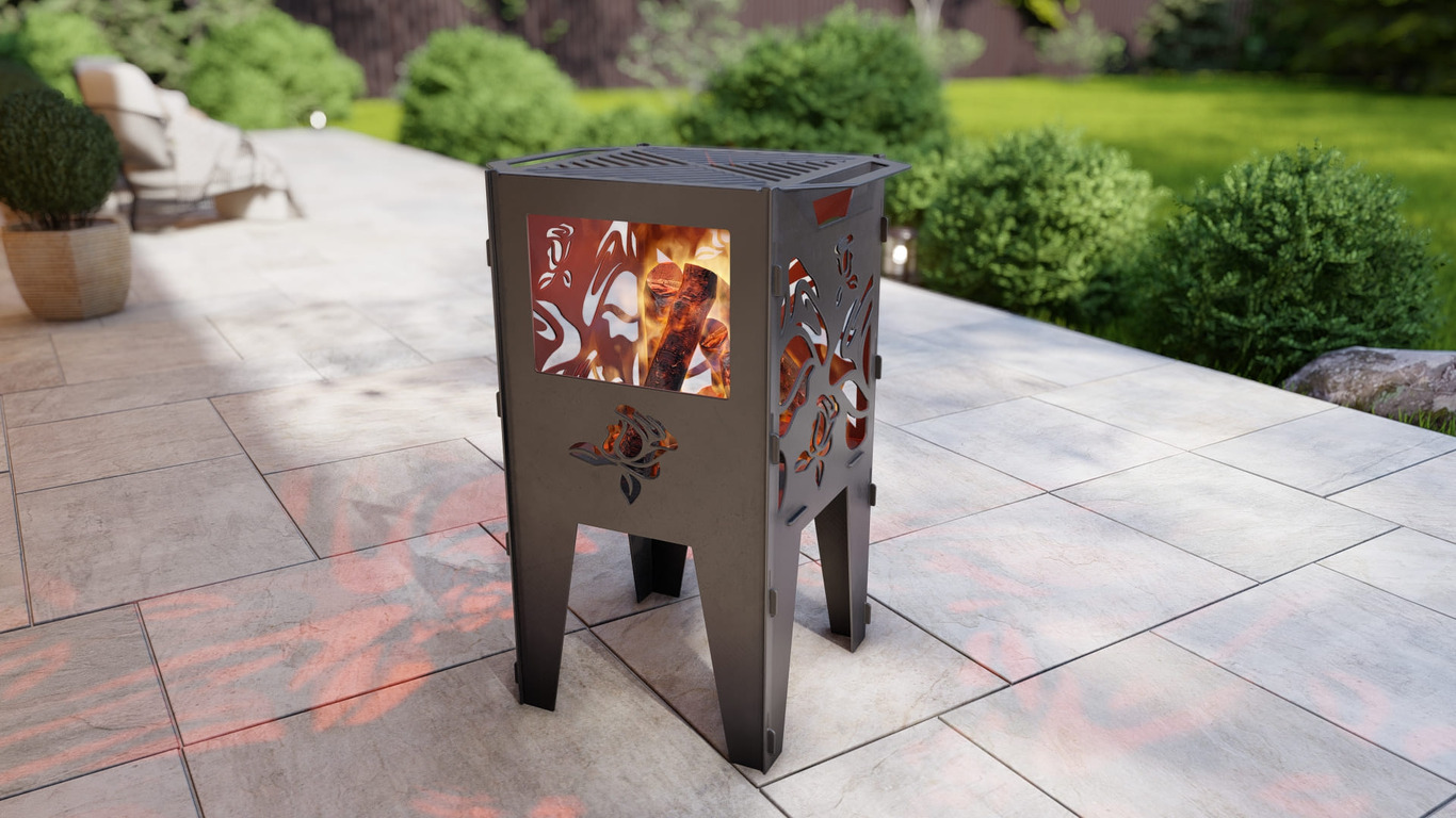Fire Basket V2 Roses Fire Pit Grill. DXF, SVG files for plasma, laser cutting