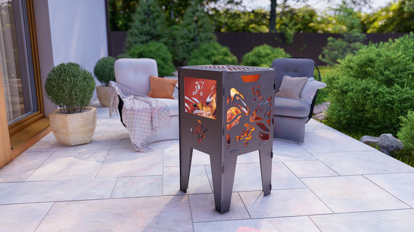 Fire Basket V2 Roses Fire Pit Grill. DXF, SVG files for plasma, laser cutting. Фото 2