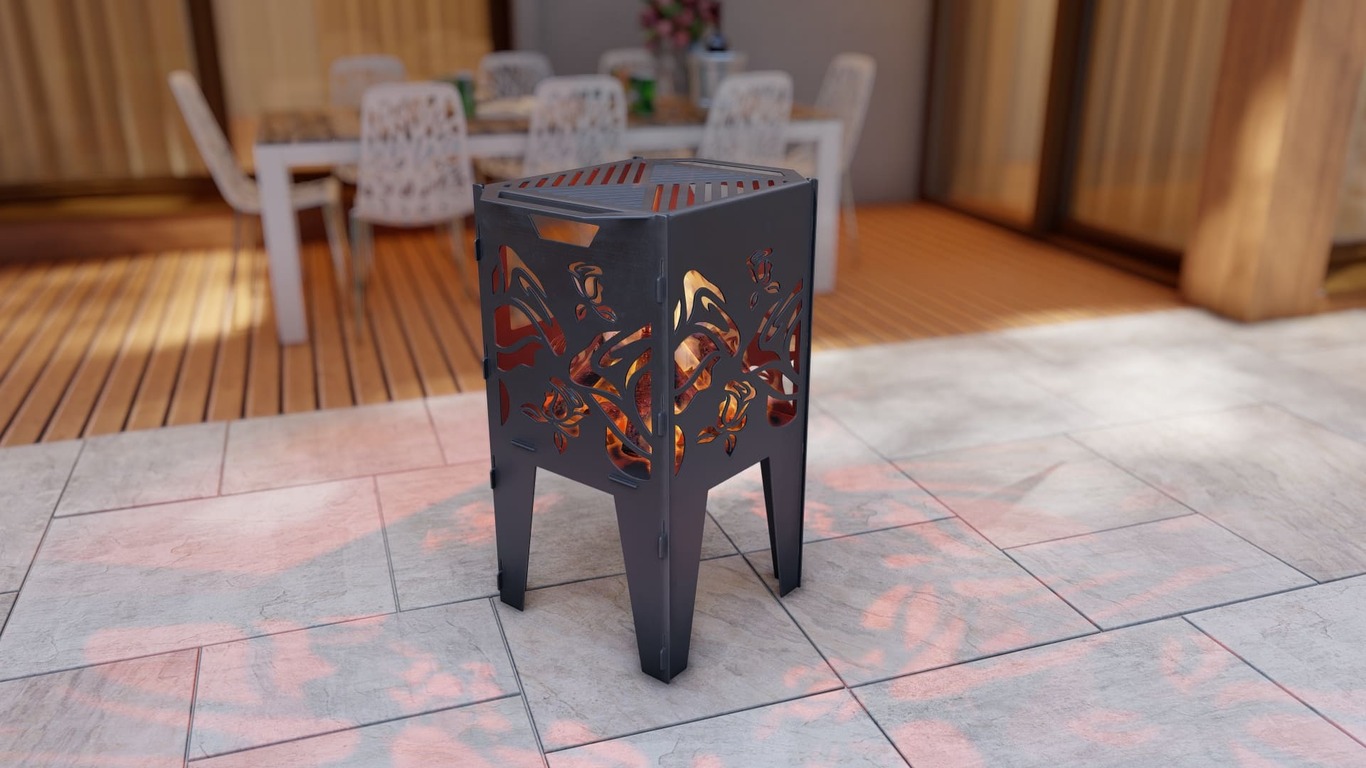Fire Basket V2 Roses Fire Pit Grill. DXF, SVG files for plasma, laser cutting. Фото 5