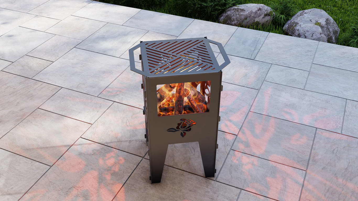Fire Basket V2 Roses Fire Pit Grill. DXF, SVG files for plasma, laser cutting. Фото 6