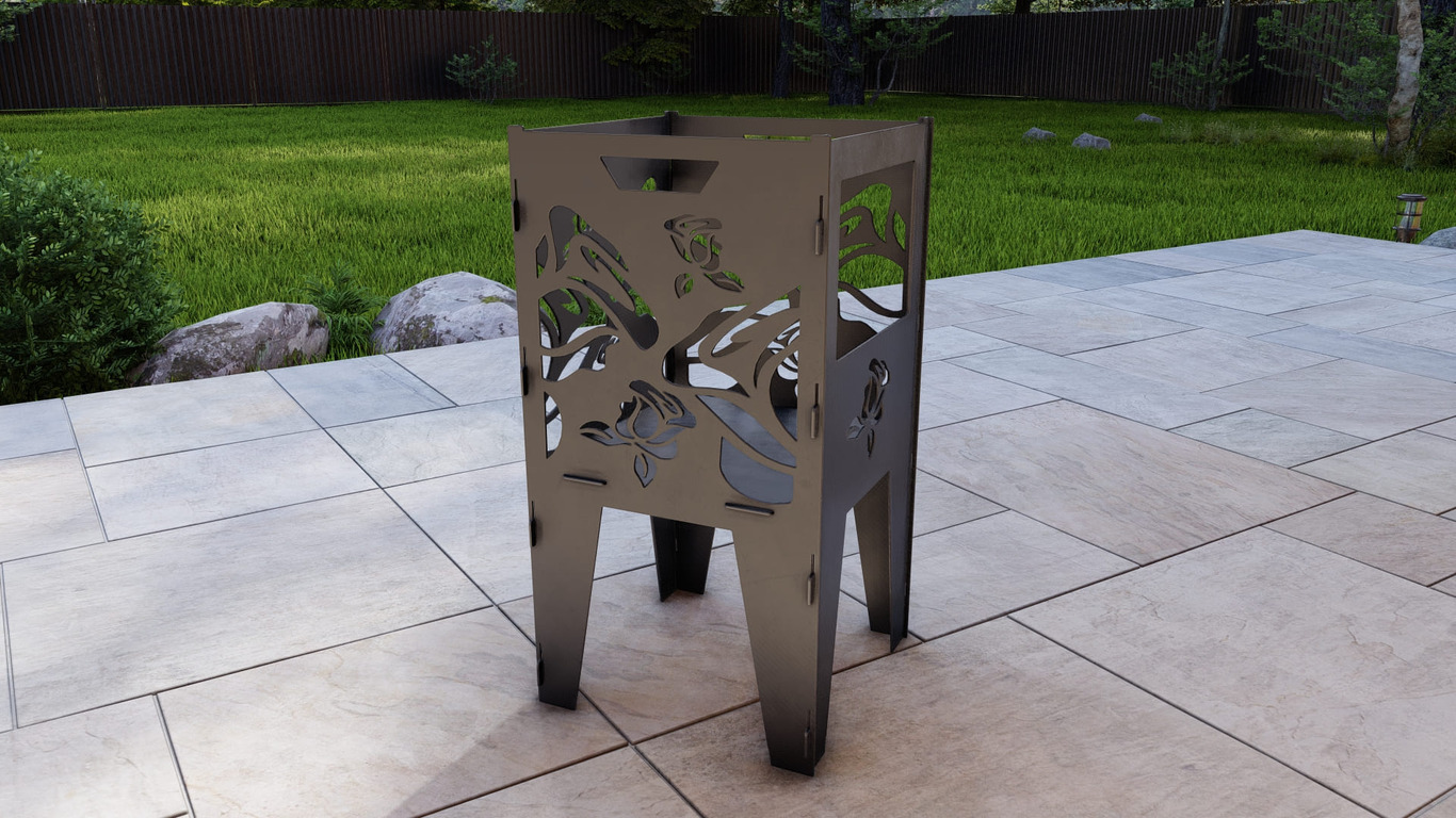 Fire Basket V2 Roses Fire Pit Grill. DXF, SVG files for plasma, laser cutting. Фото 9