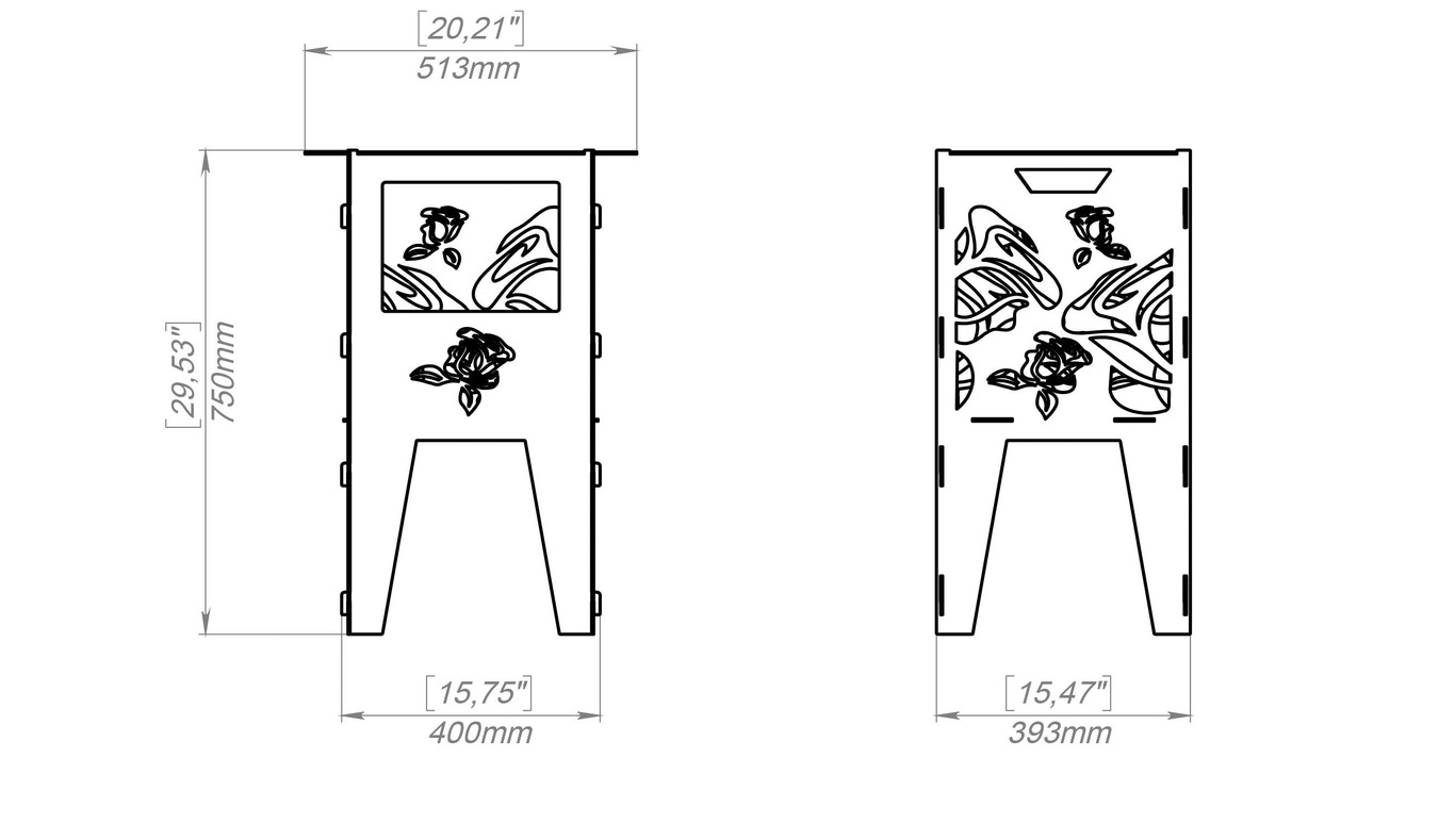 Fire Basket V2 Roses Fire Pit Grill. DXF, SVG files for plasma, laser cutting. Фото 11