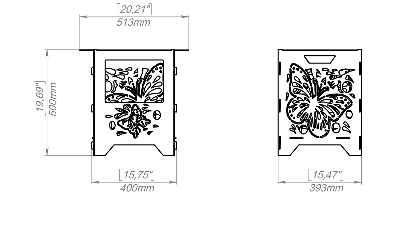 Fire Basket V3 Butterfly Fire Pit Grill. DXF, SVG files for plasma, laser cutting. Фото 11