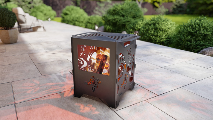 Fire Basket V3 Roses Fire Pit Grill. DXF, SVG files for plasma, laser cutting