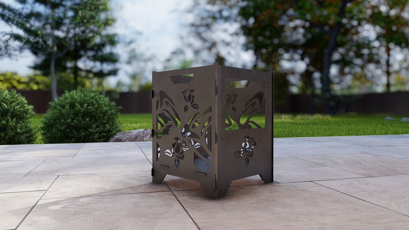 Fire Basket V3 Roses Fire Pit Grill. DXF, SVG files for plasma, laser cutting. Фото 7