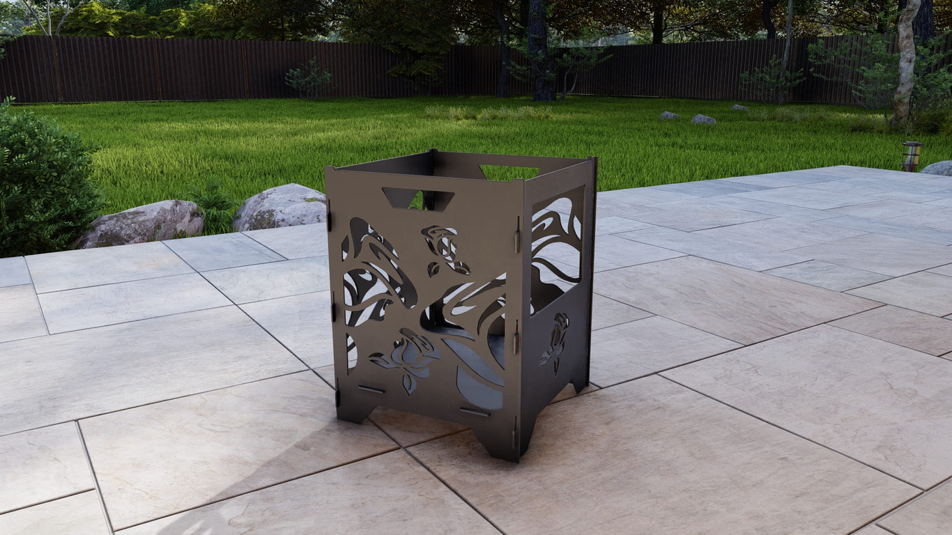 Fire Basket V3 Roses Fire Pit Grill. DXF, SVG files for plasma, laser cutting. Фото 8