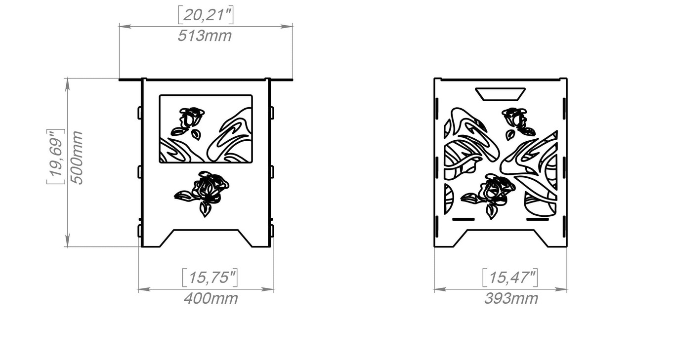 Fire Basket V3 Roses Fire Pit Grill. DXF, SVG files for plasma, laser cutting. Фото 11