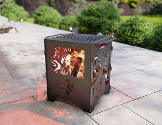 Barbecue a Legna Cestino di Fuoco Rose V3. File DXF, SVG per taglio plasma, laser