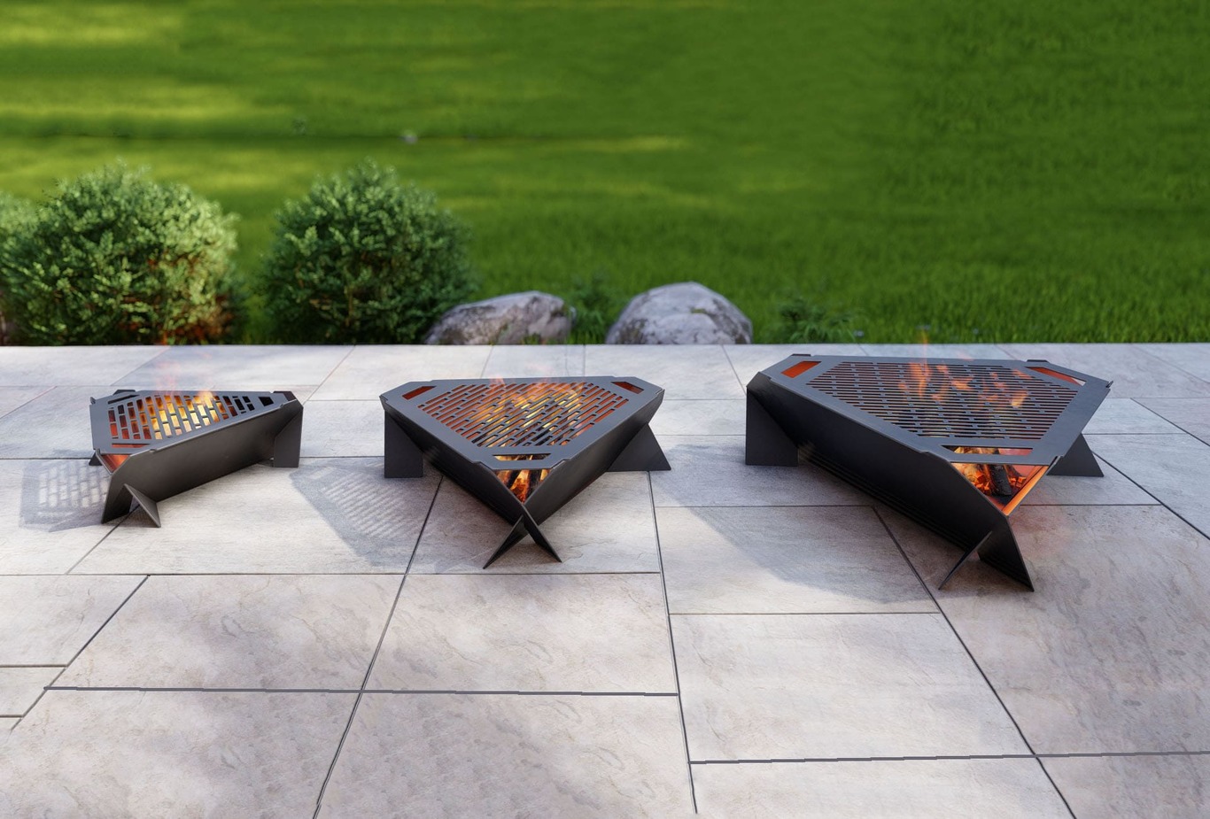 Triangle Fire Pit Grill Three Sizes. DXF, SVG files for plasma, laser cutting. Фото 2