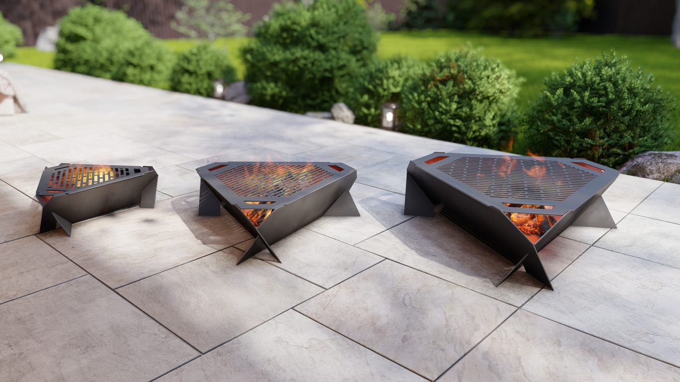 Triangle Fire Pit Grill Three Sizes. DXF, SVG files for plasma, laser cutting. Фото 3