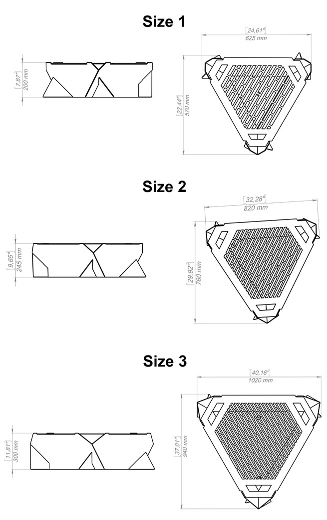 Triangle Fire Pit Grill Three Sizes. DXF, SVG files for plasma, laser cutting. Фото 15