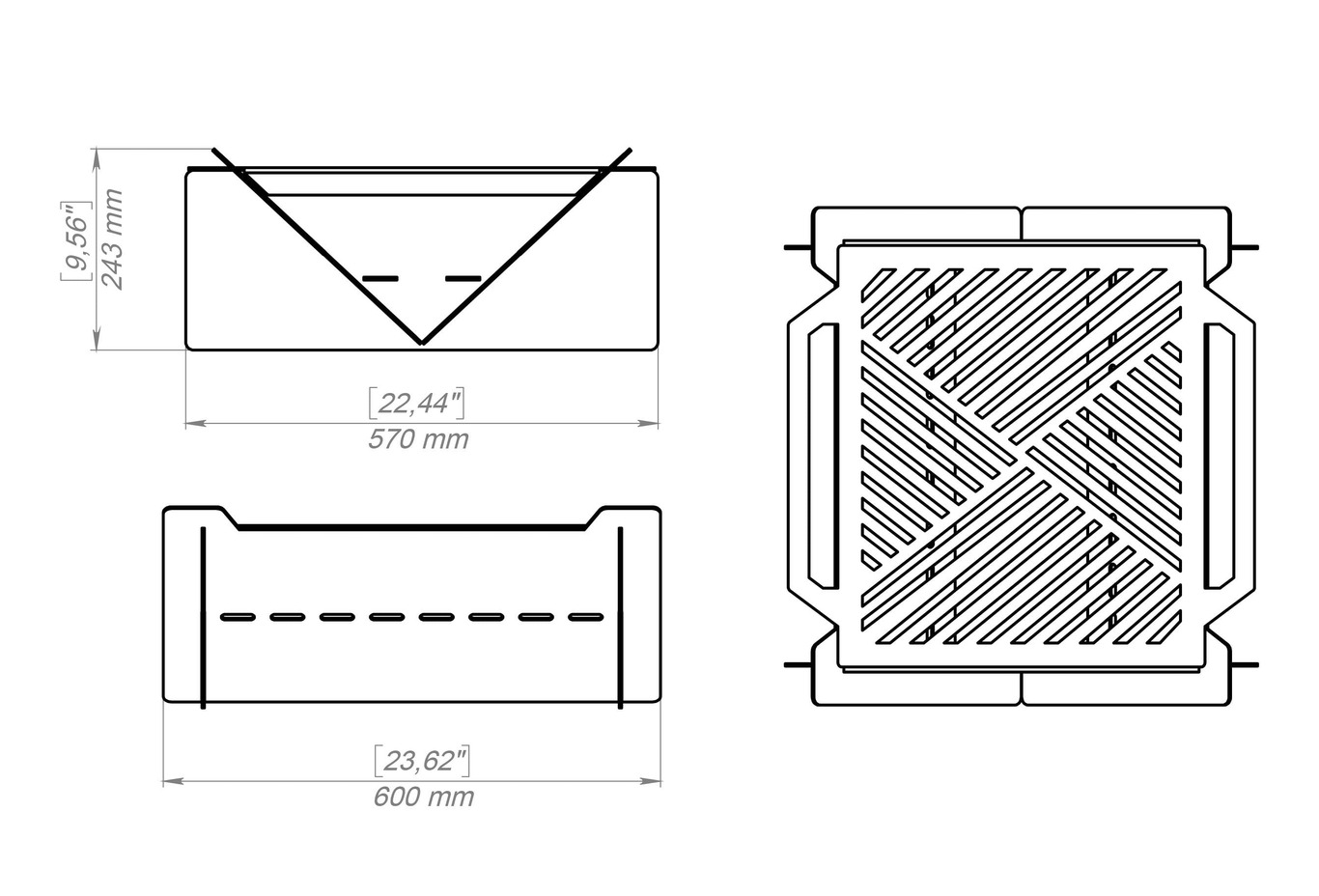 23-Inch Square Fire Pit Grill. DXF, SVG files for plasma, laser cutting. Фото 11